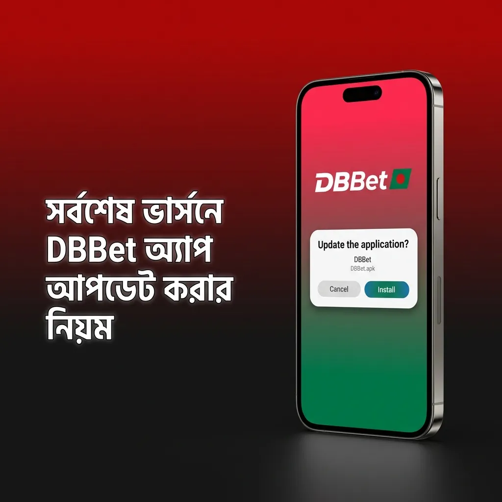 DBBet iOS অ্যাপ হোম স্ক্রিনে, টেক্সটে উল্লেখ আছে এটি ওয়েব শর্টকাট ও সব সময় সর্বশেষ ভার্সন লোড হয়