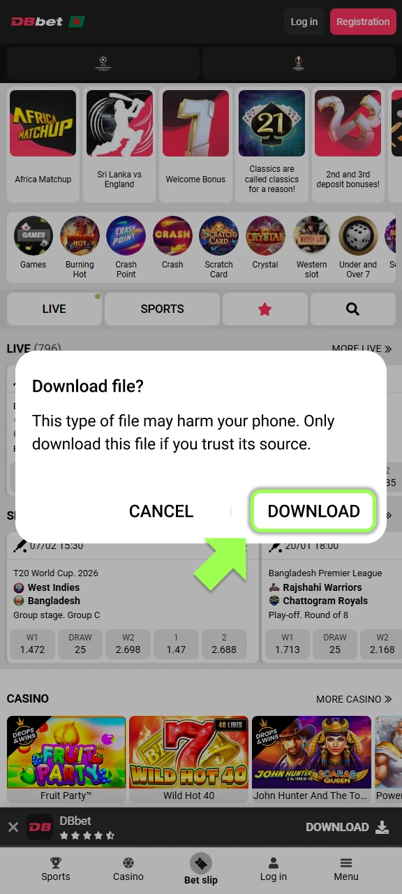 dbbet app android how to congirm download