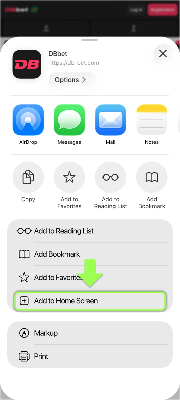 dbbet app ios how to add to homescreen