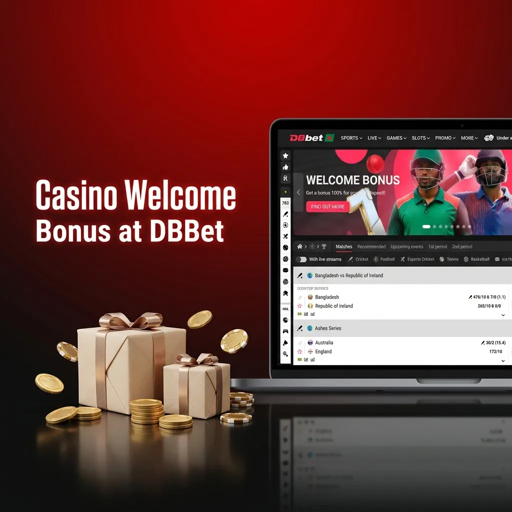 DBBet casino welcome bonus offer for new Bangladesh players, showing 100% up to 180,000 BDT and 150 free spins