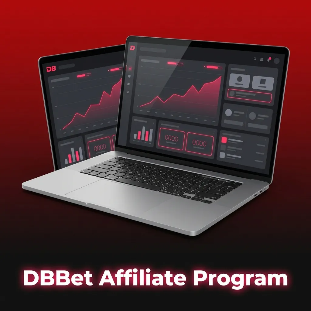 DBBet Affiliate Program banner showing partners earning commissions by referring new betting players online