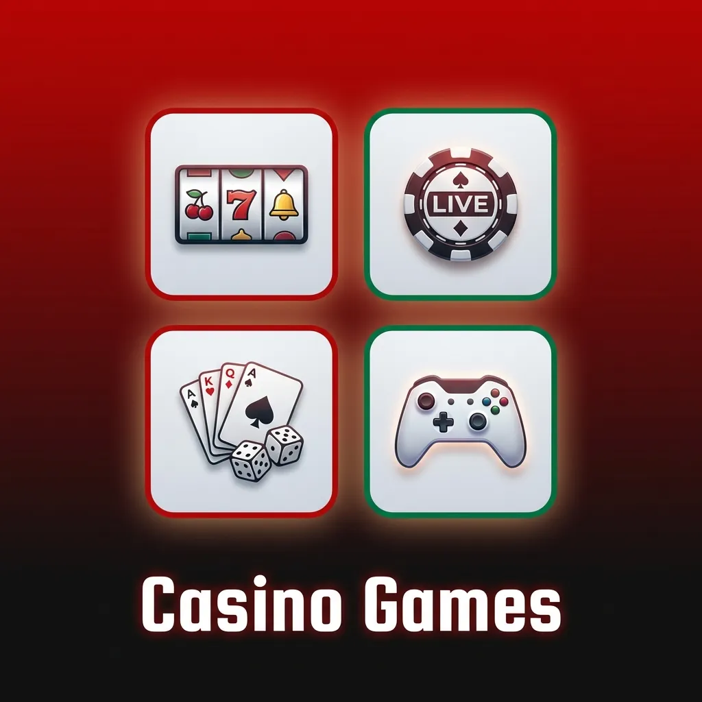 Online casino lobby showing slots, roulette, blackjack, live dealer tables, and jackpot games on a screen
