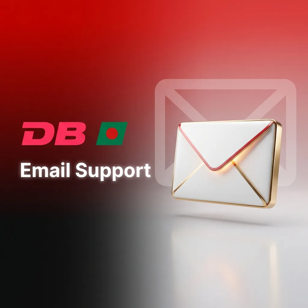 Illustration of a person writing a support email to DBBet with attached documents and screenshots on a computer screen.