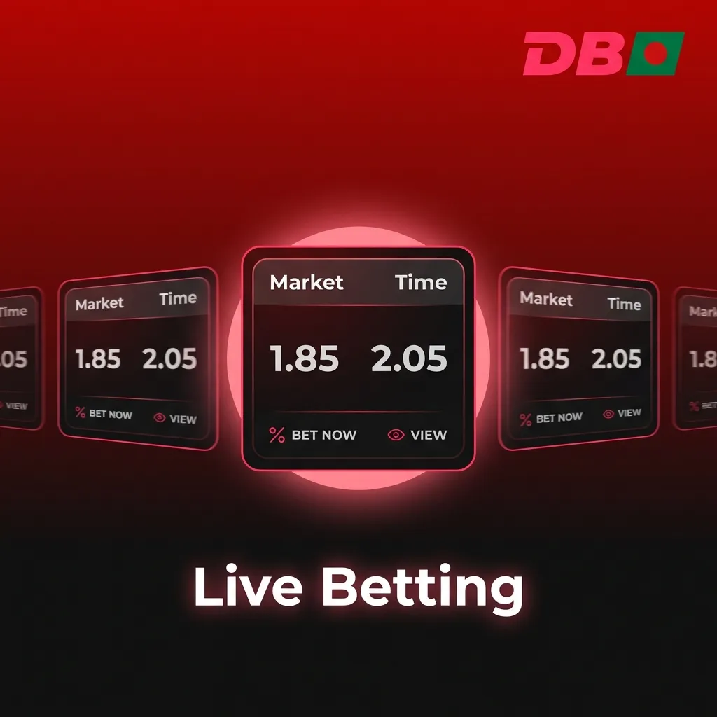 DBBet live betting interface showing in-play odds, scoreboards and cashout options for multiple sports in real time