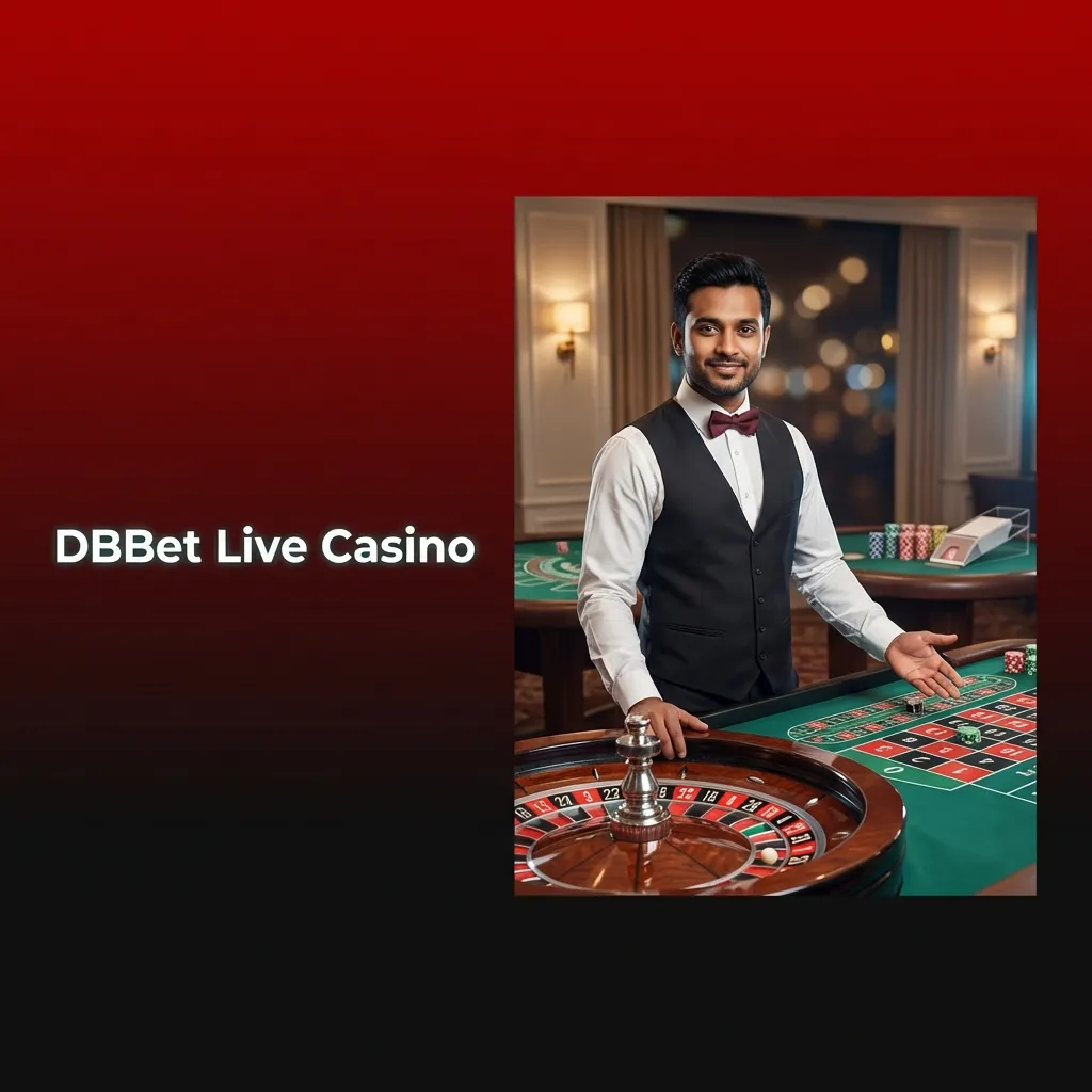 DBBet live casino interface with real dealer on video, game table layout, and betting options for roulette, blackjack, and more