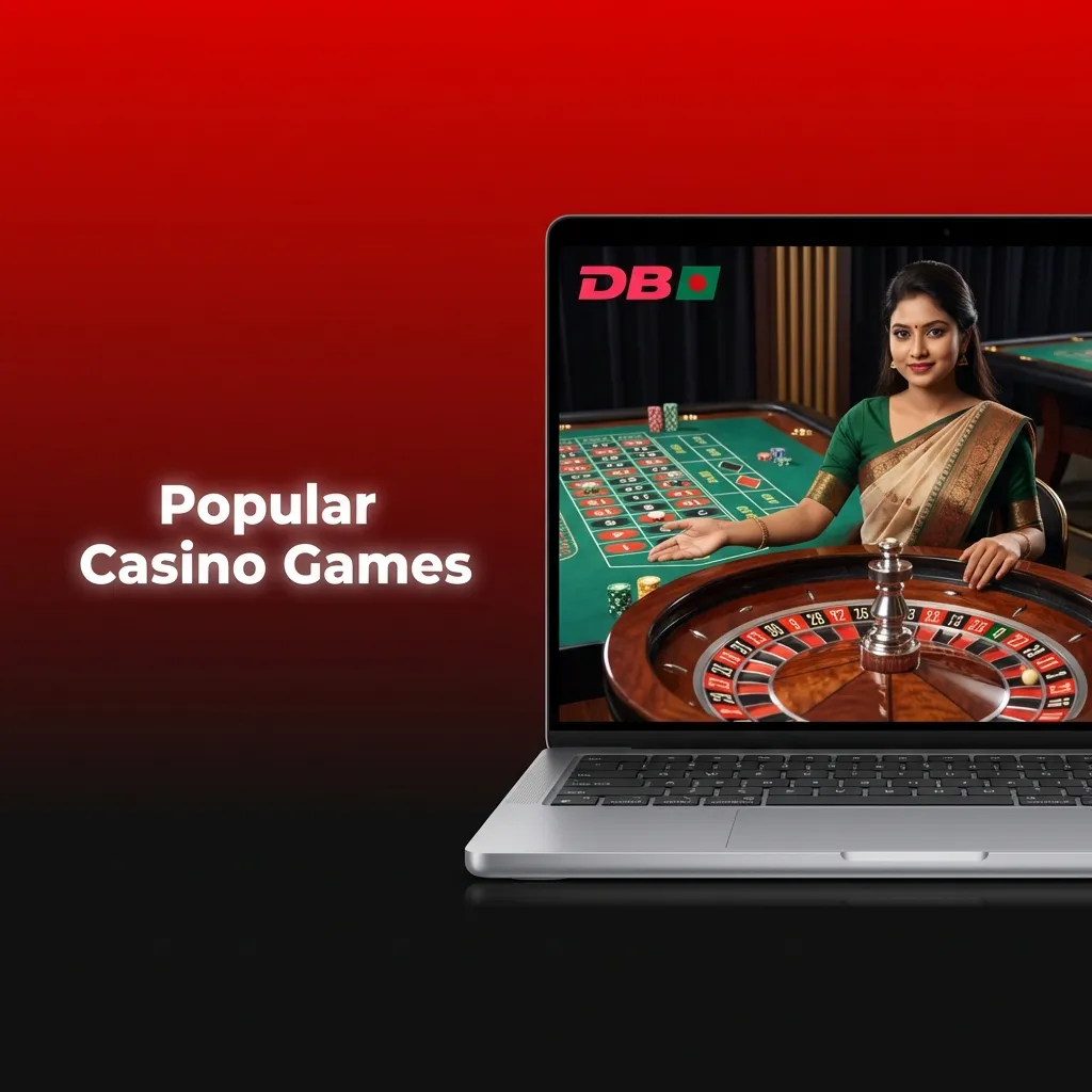 Collage of popular DBBet casino games, including colourful slots, crash Aviator, roulette, and live South Asian card tables