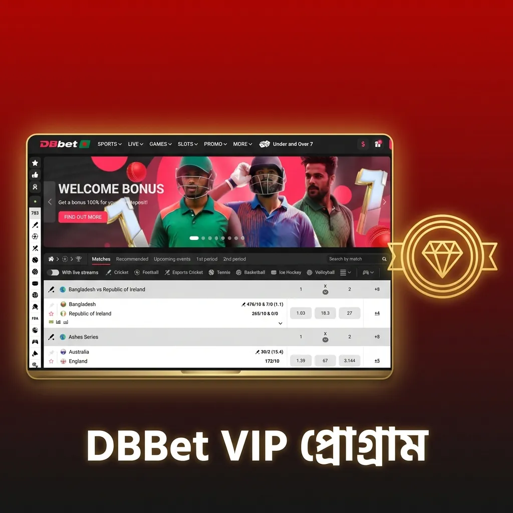 DBBet VIP প্রোগ্রাম: লয়্যালটি পয়েন্ট, বহু স্তর, ক্যাশব্যাক, এক্সক্লুসিভ বোনাস ও দ্রুত উত্তোলনের সুবিধা