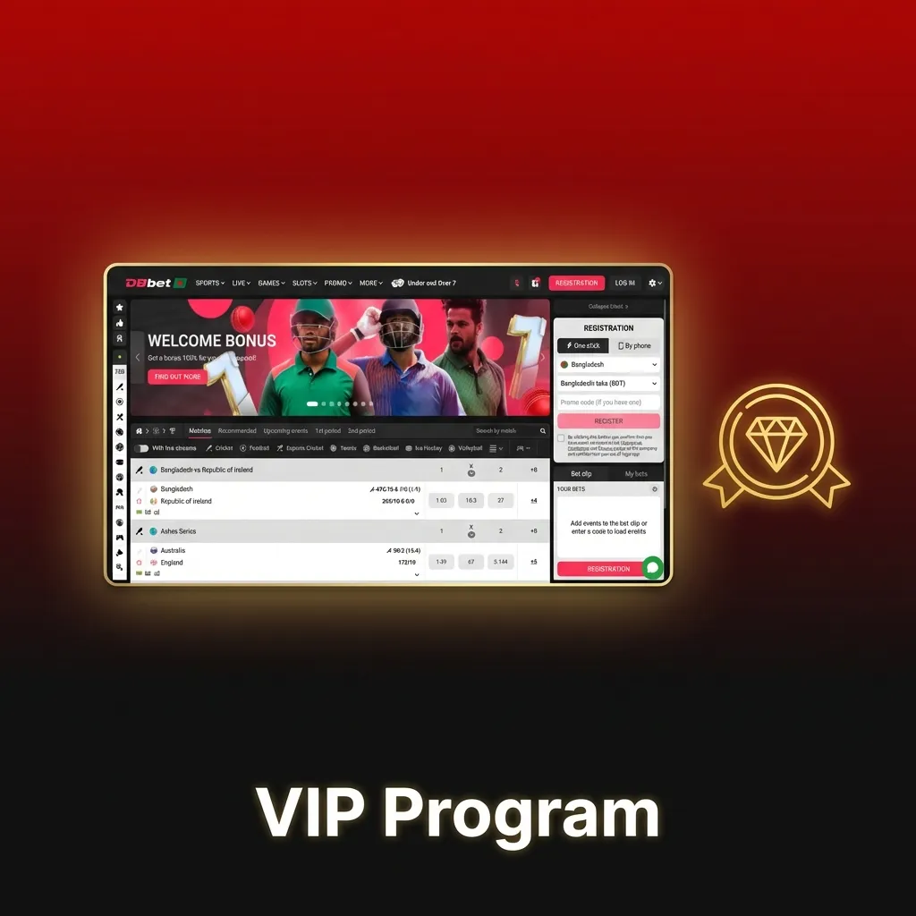 DBBet VIP program tiers in Bangladesh showing increasing rewards for active sports and casino players