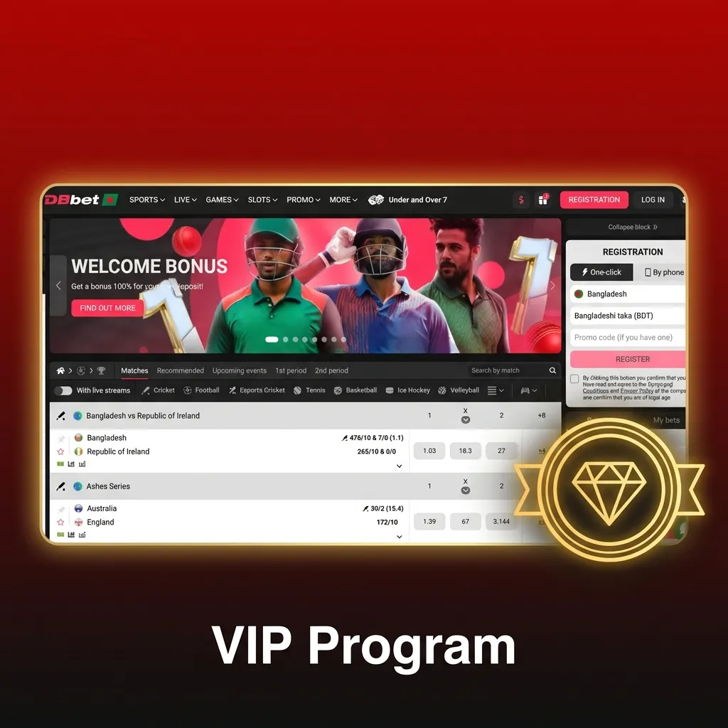 DBBet Bangladesh VIP program tiers offering cashback, personalised bonuses, higher withdrawal limits and faster support