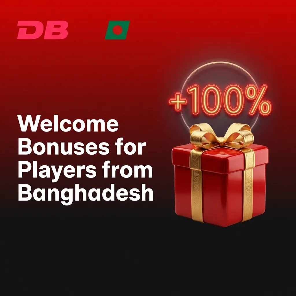 Colorful DBBet banner: “Welcome bonuses for Bangladesh – 100% up to 180,000 BDT + 150 free spins” with sports and casino icons