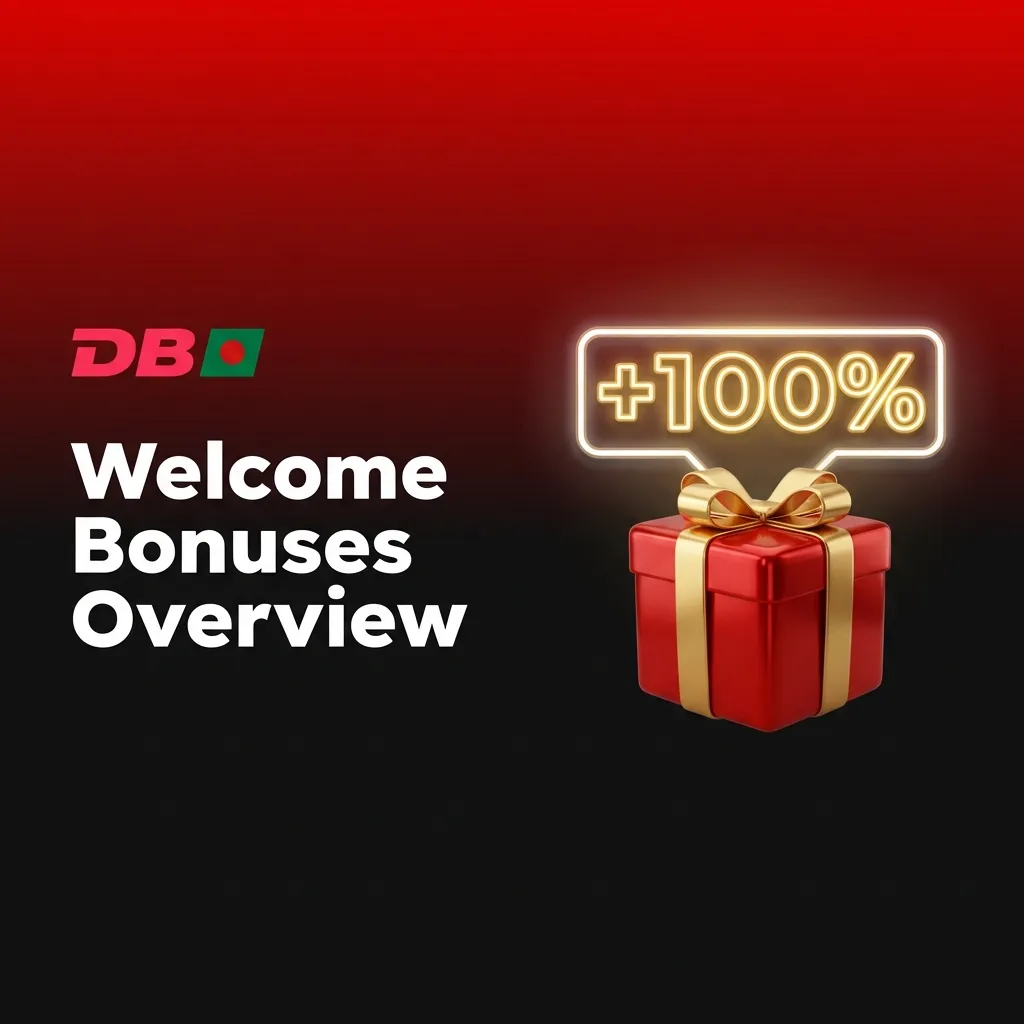 Table titled “Welcome Bonuses Overview” showing DBBet casino bonus, free spins, wagering, and deposit details.