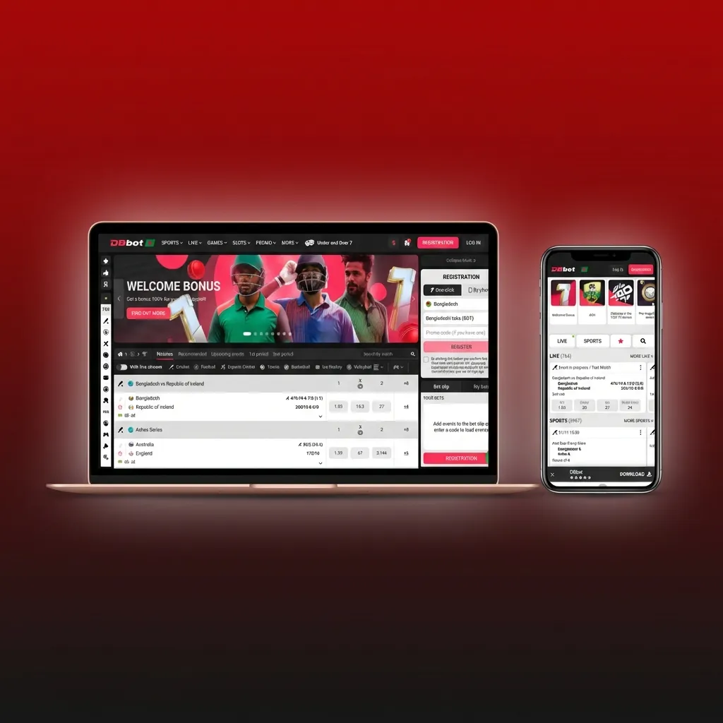 DBBet website interface showing top menu, bet slip, balance, and account settings for quick betting navigation