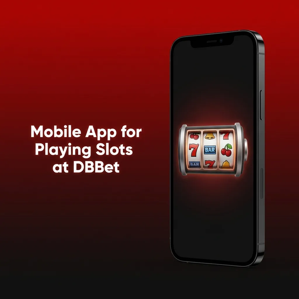 Smartphone showing DBBet mobile slots app interface with slots lobby and game thumbnails in portrait mode