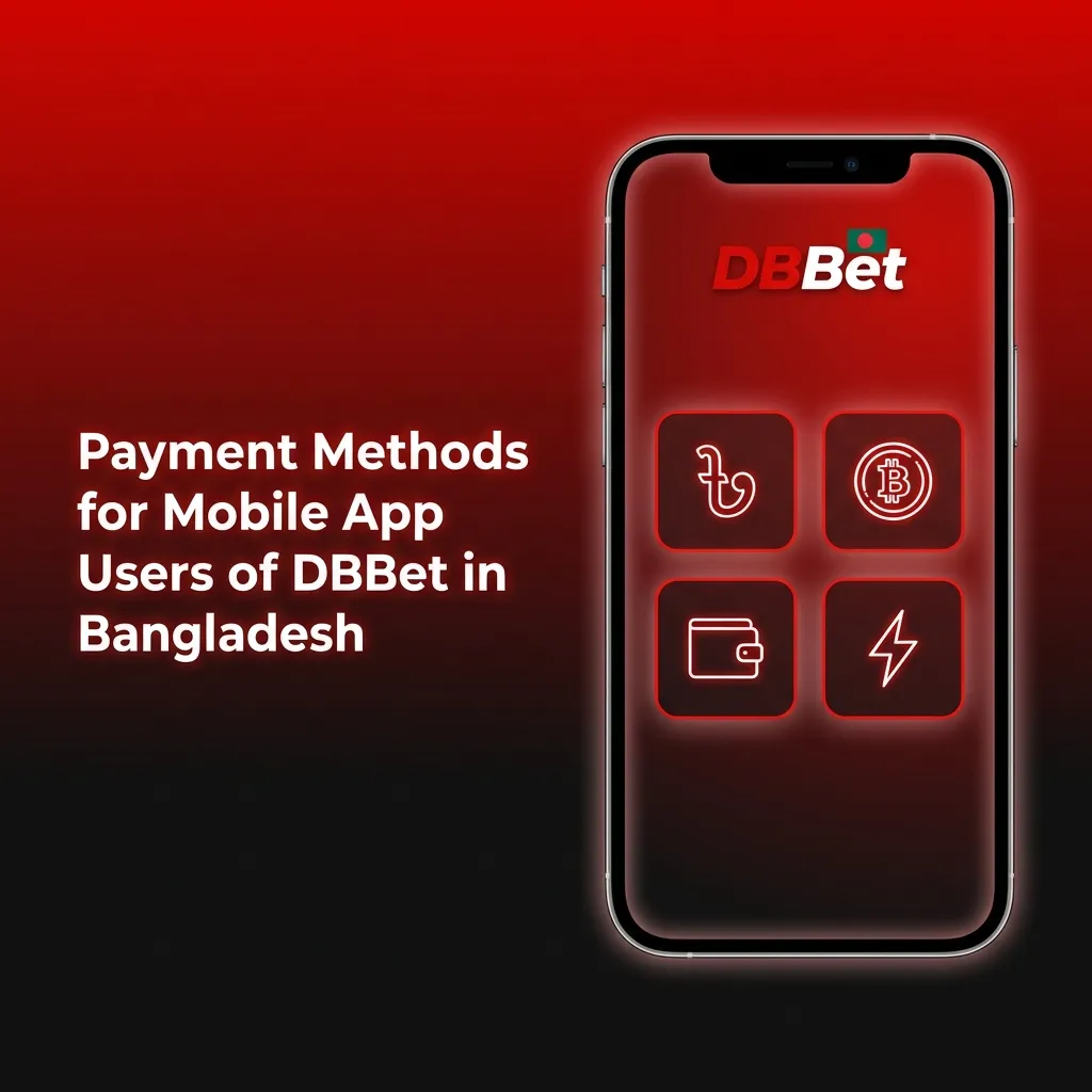 Smartphone showing DBBet app cashier screen with BDT deposits via bKash, Nagad, Rocket, bank cards, and e-wallets