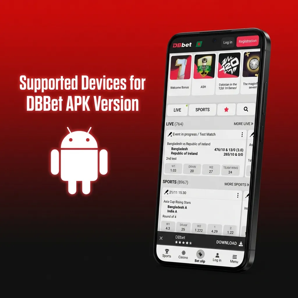 Table listing Android brands and models in Bangladesh compatible with the DBBet betting and casino APK.
