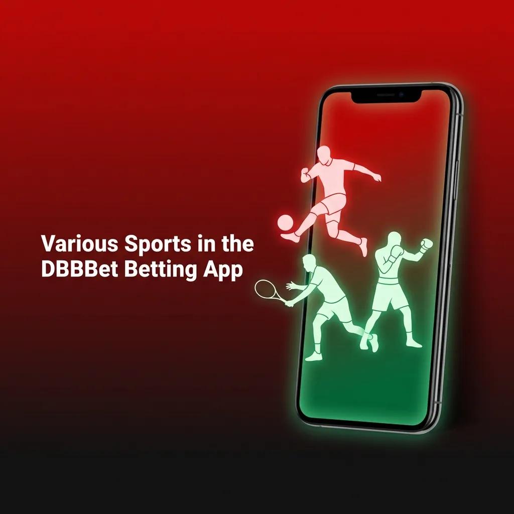 DBBet app screen showing icons for cricket, football, tennis, basketball, kabaddi, eSports and more betting options