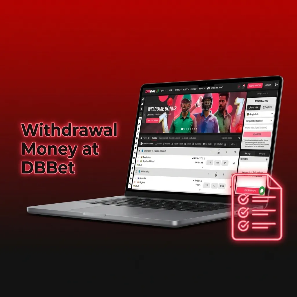 User navigating DBBet withdrawal page on laptop, viewing step‑by‑step cashout instructions and transaction status.